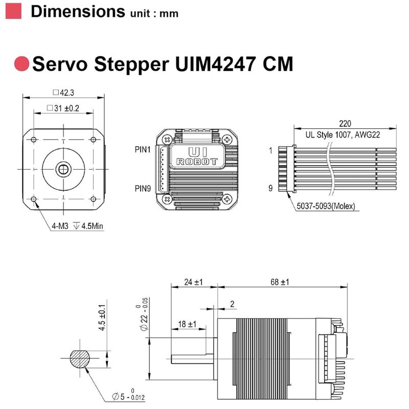 UIROBOT NEMA 17 Integrated Servo Stepper Motor with Built-in Encoder,Closed-Loop Servo Motion Controller and Driver,CAN Bus Interface,High Speed 3000RPM,Max0.43Nm, 1.7A,24-48VDC (UIM4247CM) - Image 4